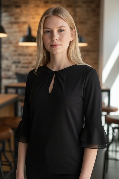Women Laura Ashley Shirt Black Viscose 36 #A1GQ
