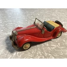 Vintage Tin Bandai Japan Friction MG Roadster Red 1960s