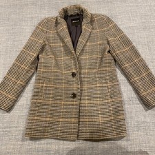 Madewell Wool Blend Houndstooth Plaid Blazer Coat Brown XXS Workwear Business