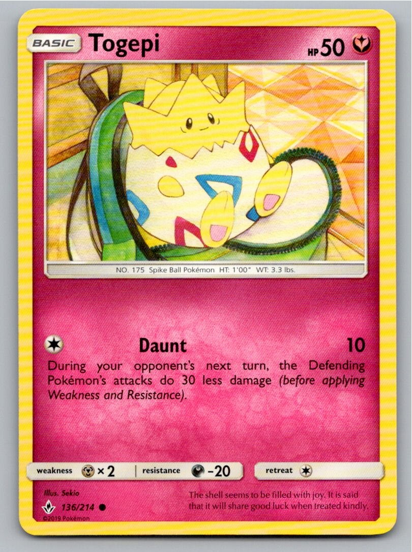 2019 POKEMON TOGEPI UNBROKEN BONDS 136/214 C NM A66860 FREE S&H
