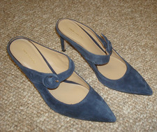 Ann Taylor Blue Suede Leather Closed Toe Mule...