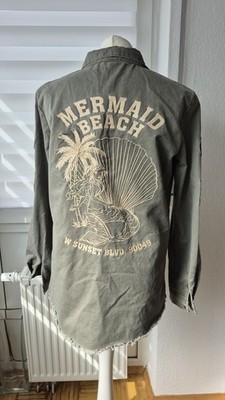 Spell & The Gypsy Collective Mermaid Twill Jacket Women Size S Khaki Green Beach