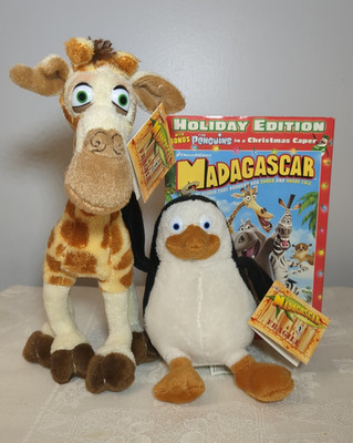 MADAGASCAR PLUSH SKIPPER RICO, MELMAN THE GIRAFFE, & HOLIDAY EDITION DVD SET