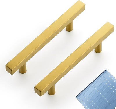 30 Pack Gold Square Cabinet Pulls - 3.75'' Stainless Steel Drawer Handles