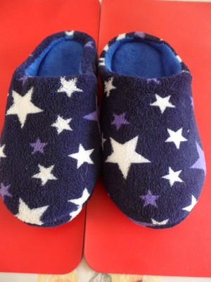 Flauschige Damen Hausschuhe Pantoffeln Gr. 40 Sterne blau