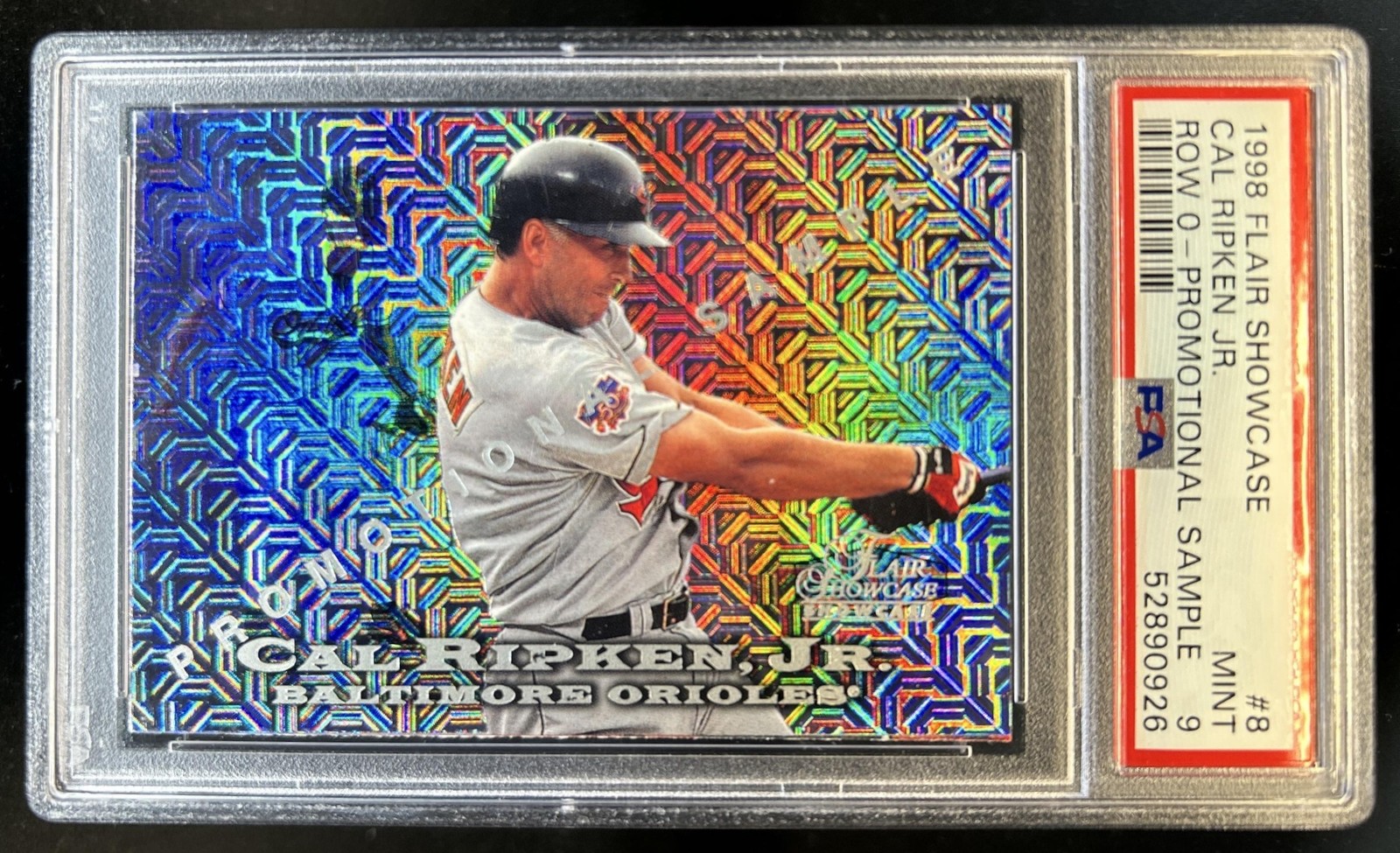 1998 Fleer Flair Showcase Cal Ripken Jr. Row 0 Promotional Sample #8 PSA 9