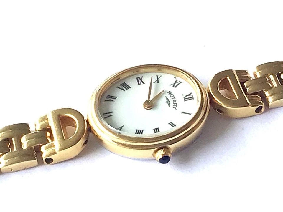 Vintage ROTARY Ladies Gold Plated Quartz Watch Works Perfect UCAR979 Roman Nums - image 4 of 4