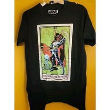 Marvel The Sorcerer Supreme Shirt Small Black Graphic Print Tarot Cr2 Excellent