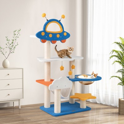 49'' Tall Cat Tree w/ UFO Top Perch Space Capsule Sisal Scratching Posts Cloud