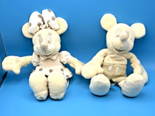 Vintage Disney World Minnie  Mickey Mouse Plush Toy Stuffed Cream White Lot HTF