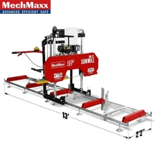 MechMaxx 22'' Portable Sawmill, 270cc 9HP Gasoline Power, 20" Board Width, SM-22