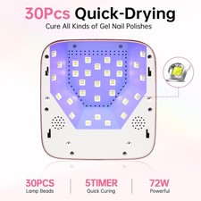 Lámpara de Uñas LED UV 72W Recargable Brillante Inalámbrico Secador de Uñas Gel Esmalte Luz con