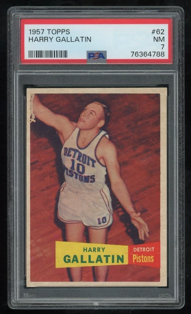 1957-58 Topps Harry Gallatin Rookie #62 PSA 7 - Detroit Pistons - HOF RC