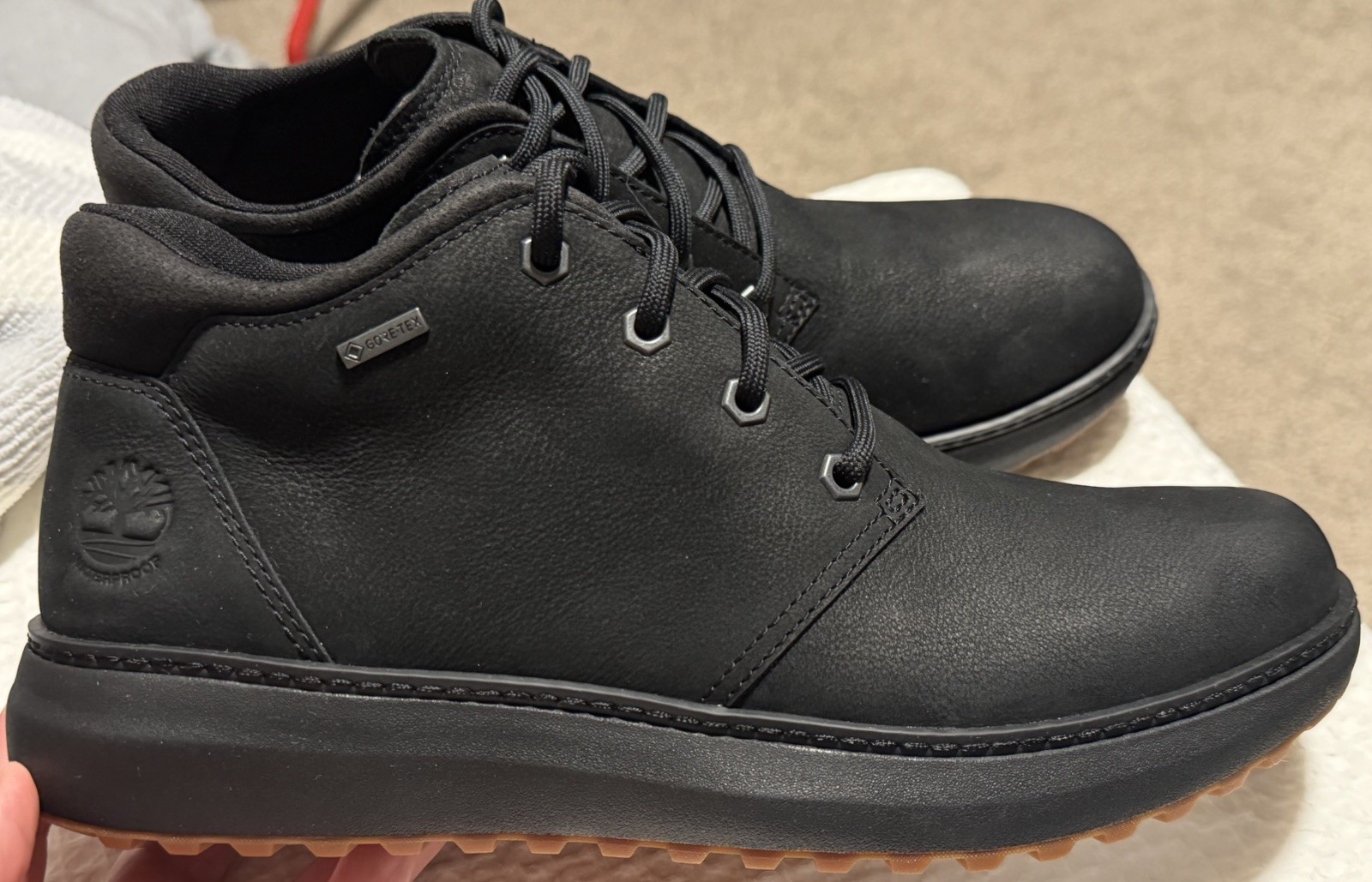 🔥NEW Timberland Size 9 Hudson Road Chukka Mid Goretex Mens Black Boots/Shoes 🎄