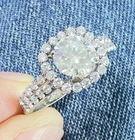 1.7 Ct Round Cut Moissanite Halo Ring Sterling Silver Wedding Engagement Ring