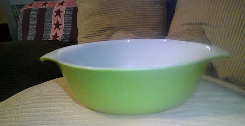 Anchor Hocking VINTAGE Fire King #436 AVOCADO GREEN  1 Qt.   Casserole Dish Bowl