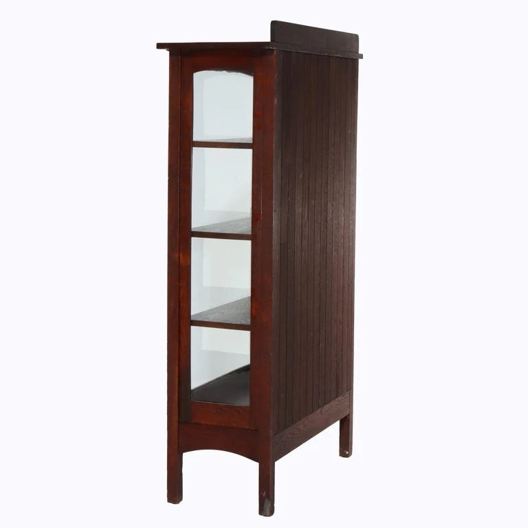 Antique Stickley Harvey Ellis School Arts & Craft Oak Single-Door China Cabinet - Image 2 of 4