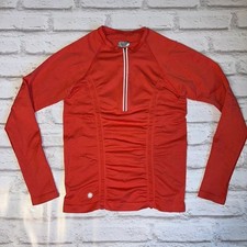 Athleta Momentum Half-Zip Seamless Pullover Top Orange Red Size Large