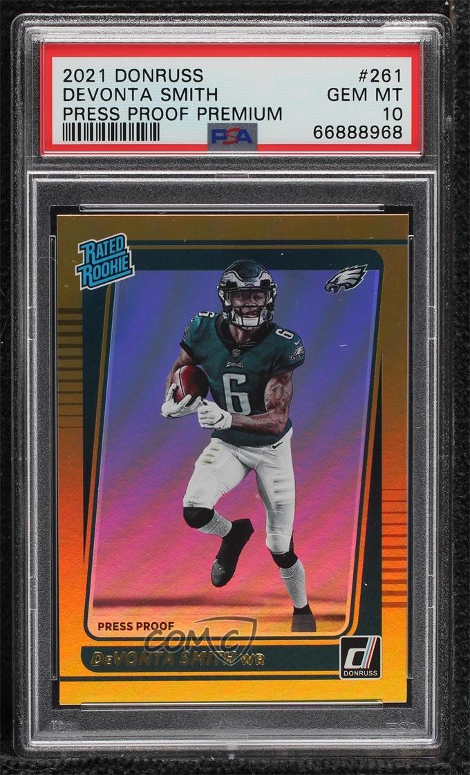 2021 Donruss Rated Rookie Press Proof Premium DeVonta Smith PSA 10 GEM MT 0ij1