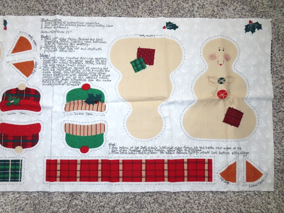 Makes 2, Vintage Woodland Snowman Cut And Sew Fabric Panel USA - Image 3 of 4