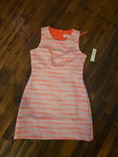 Eliza J Neon Pink Tweed Sheath Dress Barbiecore Sleeveless 10  NEW $138