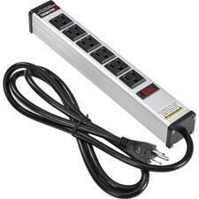 12" 6 Outlet Aluminum Power Strip with 6-ft Cord ETL/cETL