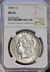 1890 US Morgan Silver Dollar $1 NGC MS62