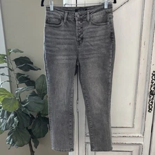 Judy Blue Skinny Fit Capri Gray Button Fly Denim Size 5 / 27 JB78110 GR
