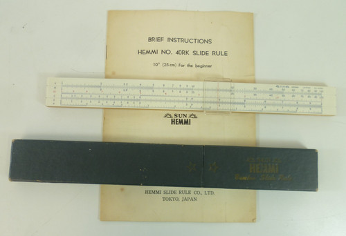 Sun Hemmi 40RK Bamboo Slide Rule With Original Box Japan Vintage #F3