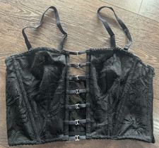 VICTORIA?S SECRET Bustier Corset Bra Blk Lace Side Zip Boned Removable Straps S
