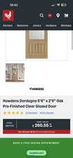Howdens Dordogne 6'6" x 2'9" Oak 4 Panel Clear Glazed Interior Door