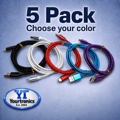 5 Pack USB-C to USB-A Braided Cable Fast Charge Charging Cord Rapid Type Charger