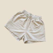 SHEIN Womens Beige Elastic Waist Sweat Shorts Casual Lounge Pockets Size XS