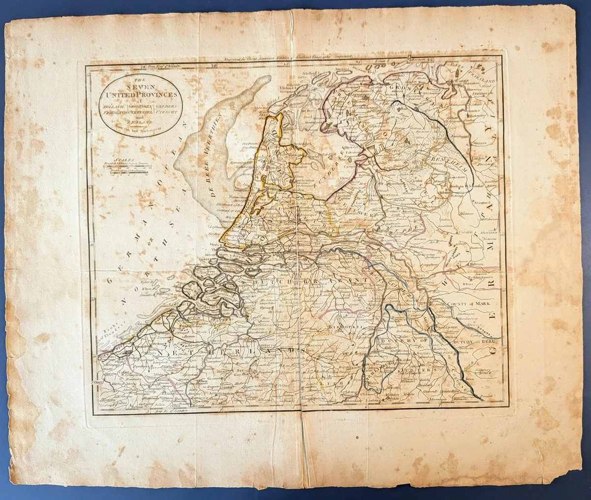 Carte géographique ancienne des Pays-Bas