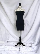 ZARA Women’s Short Dress Black Ribbed Knit Straight Neck Thin Straps Size L