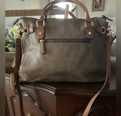 Woman's Brown Leather Handbag Crossbody Purse Simply Noelle Tote