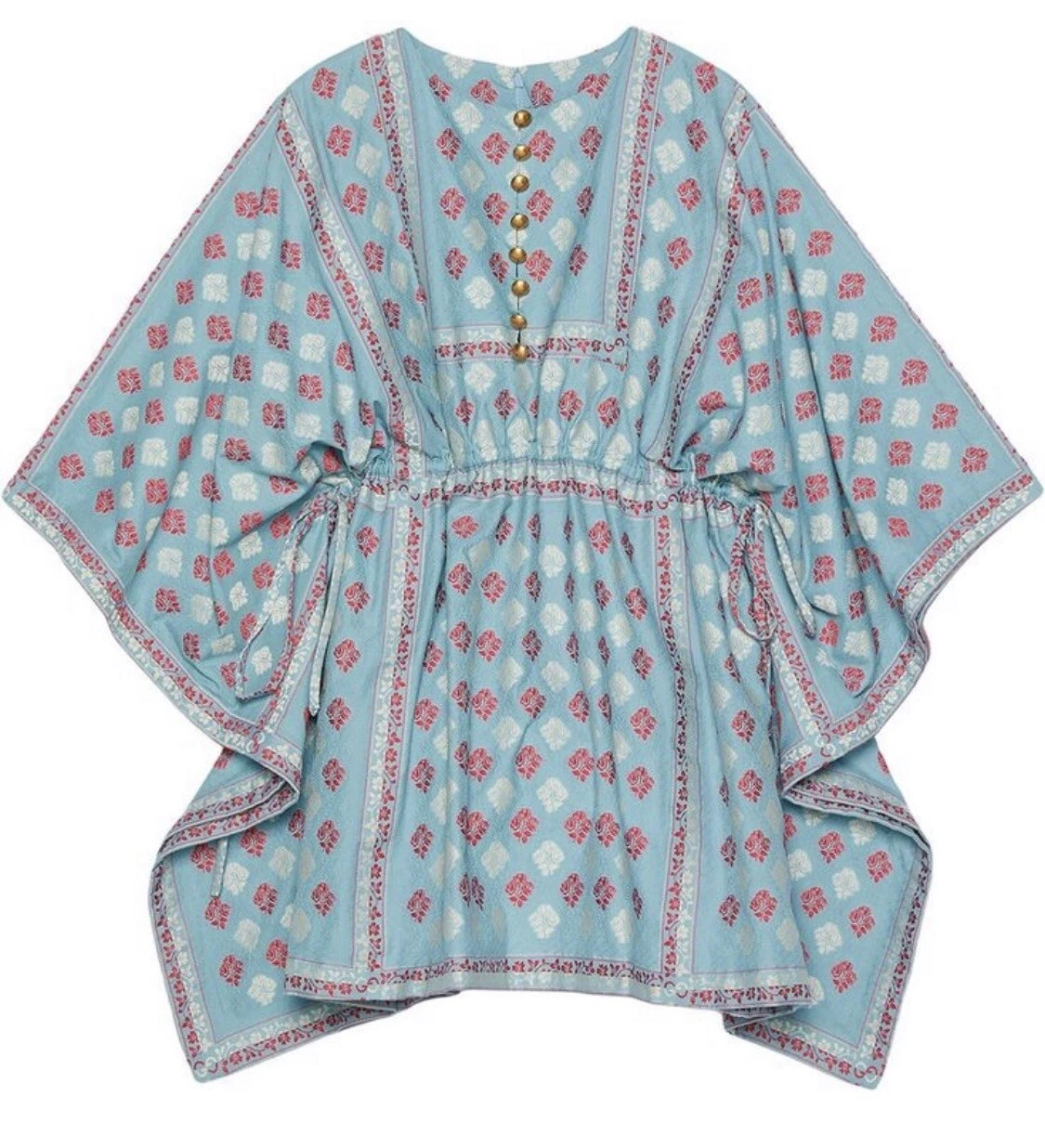 Robe caftan décontractée Gucci neuve avec étiquettes coton avec logo GG et roses
