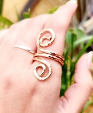 Dainty Handmade Solid Heavy Pure Copper Adjustable Ring Gift For Her All Size