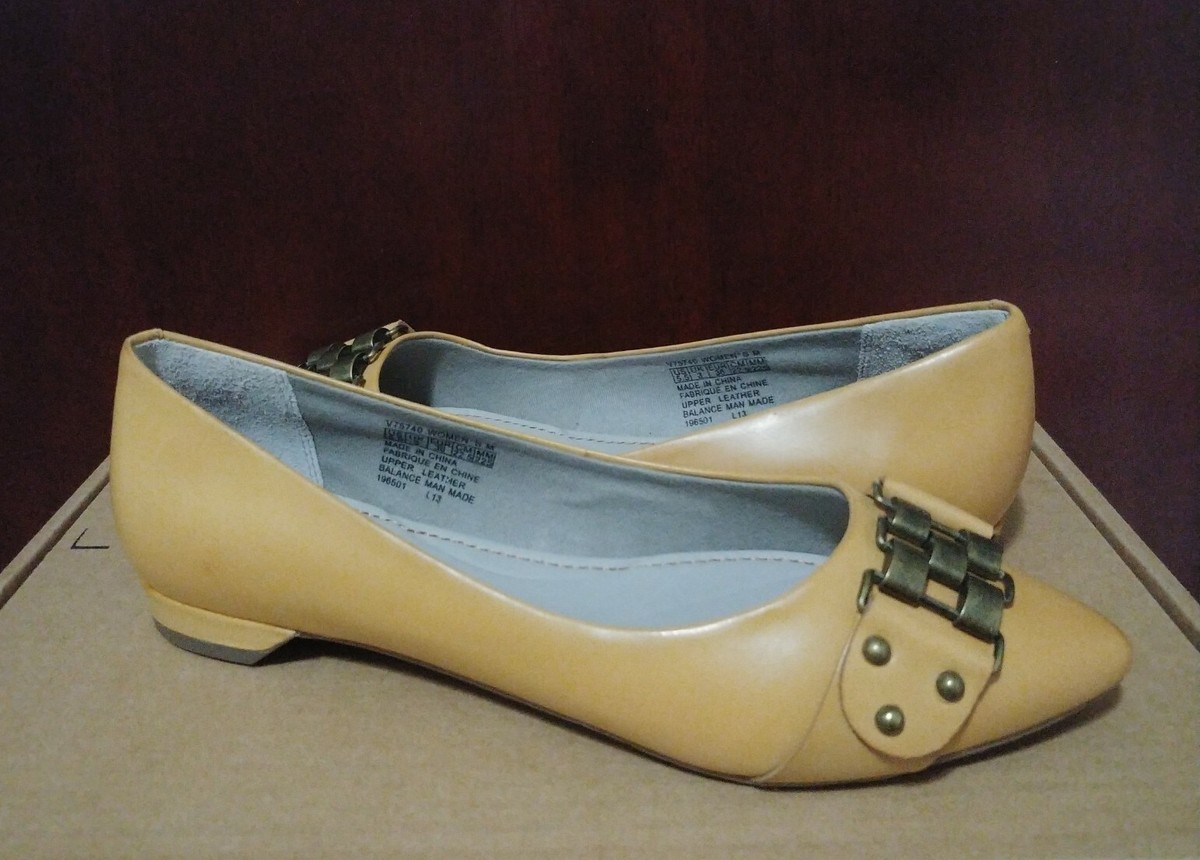 ラン Rockport Women's Adiprene Leather Pointed Toe Ballet Flats Size