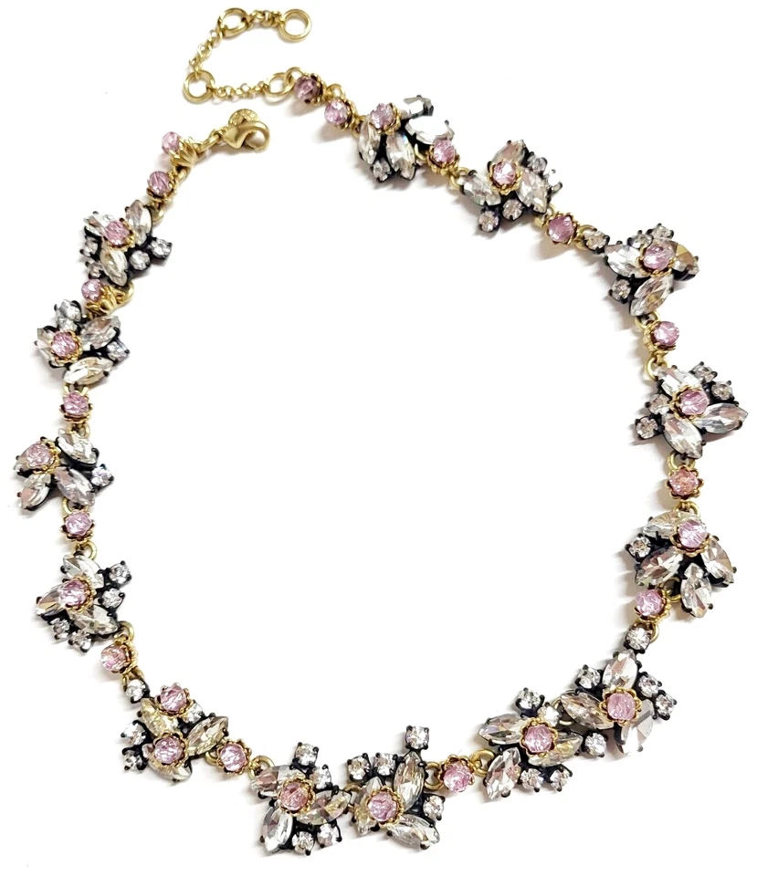 Collar J.Crew Cristal Floral Rosa Multicolor Maceta Negro Chapado Latón Foto 2 de 4