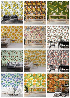 3D Fruit Leaves Pattern Self-adhesive Wallpaper Removable Wallpaper Wall Mural