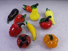 Art Glass Fruit Set 10 pcs Glass Figurines Paperweight Kitchen Decor Multicolor