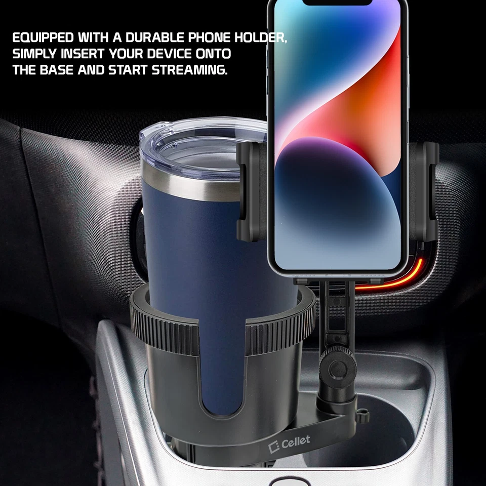 Phone Cup Holder Mount for Car – Universal Vehicle Cell Phone Mount Adjustable - Image 3 of 4