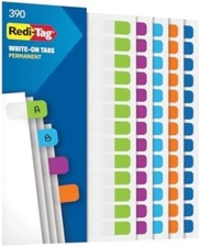 390Pcs Write-On Index Tabs 1"x7/16" Permanent Adhesive, Assorted Tropical Colors