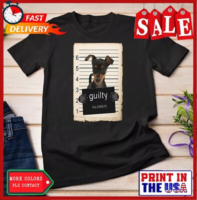 Miniature Doberman pinscher Dog mug shot bad dog Unisex T-shirt