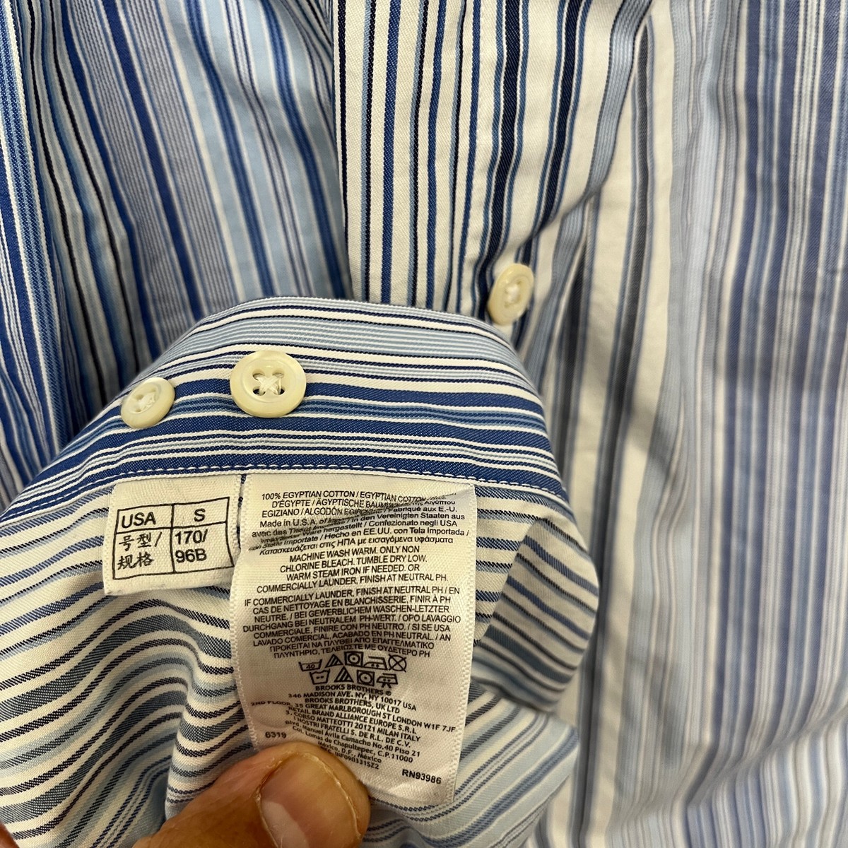 Vintage Brooks Brothers Shirt Mens S Blue Striped Makers Slim Fit