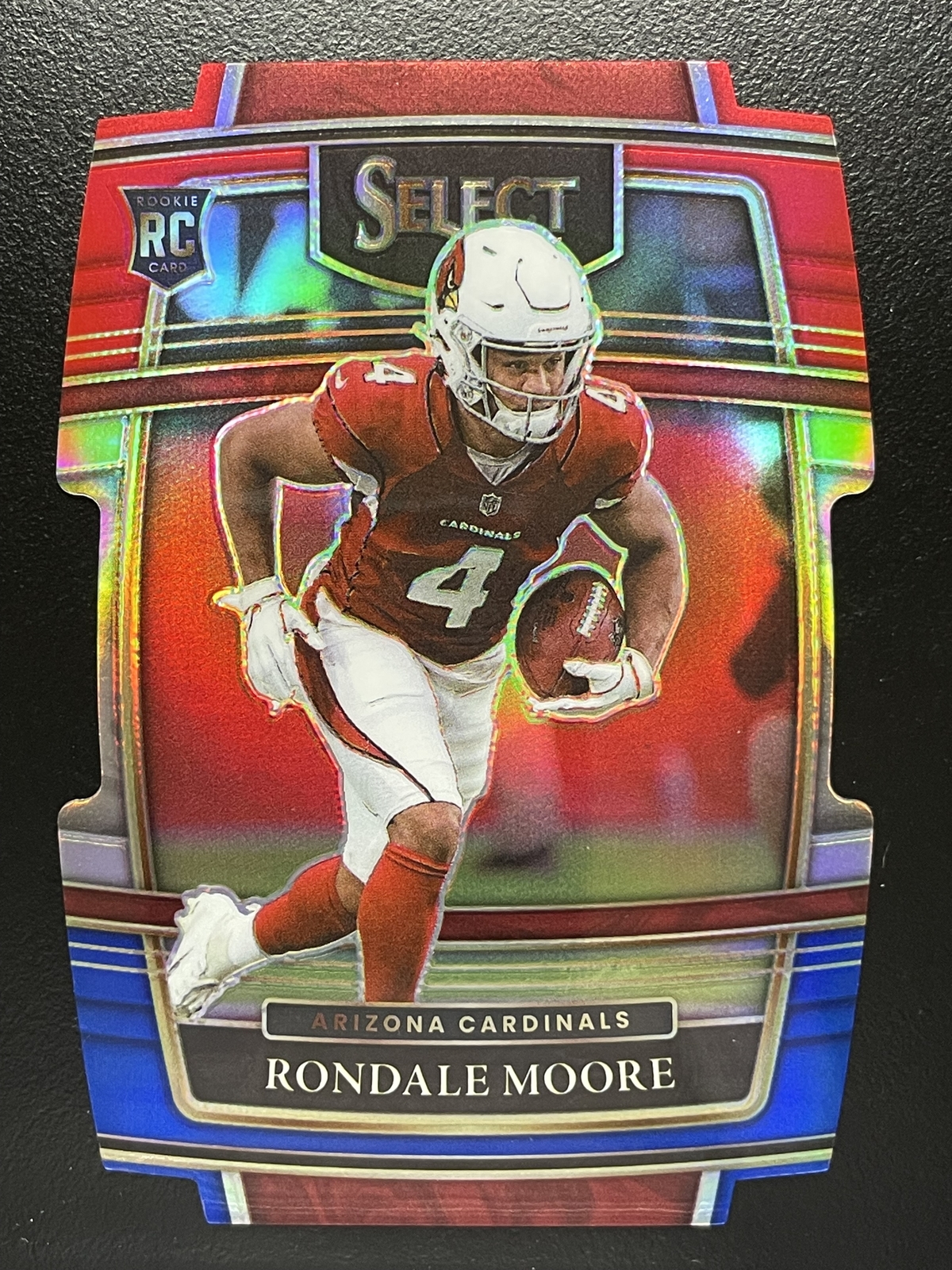 2021 Panini Select #58 Rondale Moore Red and Blue Prizm Die Cut RC Cardinals