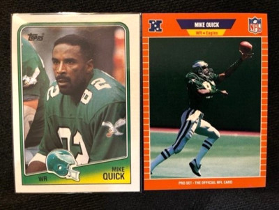 NFL - Mike Quick 1988 Topps & 1989 Pro Set Football - Eagles