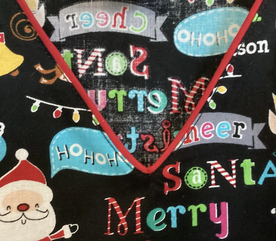 Christmas Scrub Top 2X Scrubstar Santa Elf Reindeer Holiday 100% Cotton V Neck - Image 2 of 4