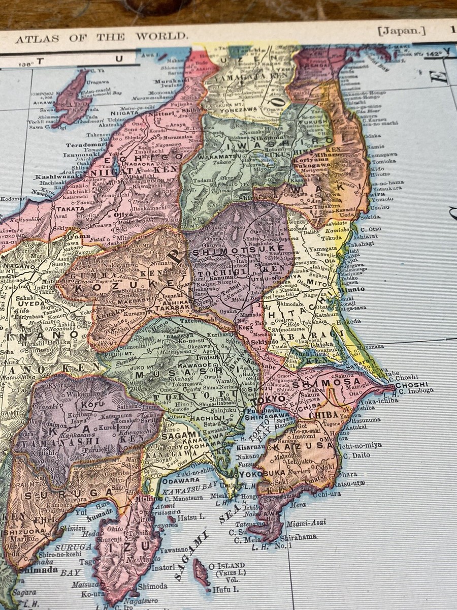 地図まとめ売り！ 1904 Colored Map JAPAN, Cities, Towns, Historical Points, 2